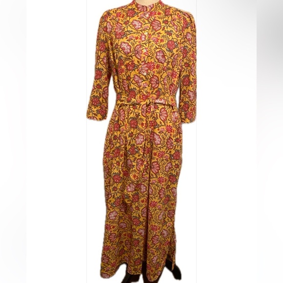 dRA Anthropologie Women’s Maxi Floral Button Belt Pockets Cotton size medium - Picture 1 of 16